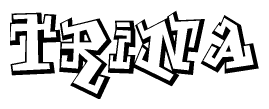 The clipart image depicts the word Trina in a style reminiscent of graffiti. The letters are drawn in a bold, block-like script with sharp angles and a three-dimensional appearance.