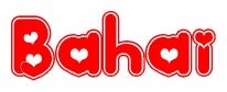 The image displays the word Bahai written in a stylized red font with hearts inside the letters.