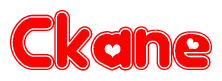 The image is a clipart featuring the word Ckane written in a stylized font with a heart shape replacing inserted into the center of each letter. The color scheme of the text and hearts is red with a light outline.