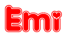 The image displays the word Emi written in a stylized red font with hearts inside the letters.