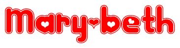 The image is a clipart featuring the word Mary-beth written in a stylized font with a heart shape replacing inserted into the center of each letter. The color scheme of the text and hearts is red with a light outline.