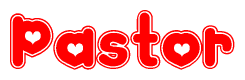 The image displays the word Pastor written in a stylized red font with hearts inside the letters.
