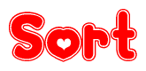 The image is a clipart featuring the word Sort written in a stylized font with a heart shape replacing inserted into the center of each letter. The color scheme of the text and hearts is red with a light outline.