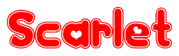 The image displays the word Scarlet written in a stylized red font with hearts inside the letters.