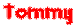 The image displays the word Tommy written in a stylized red font with hearts inside the letters.