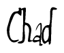 The image contains the word 'Chad' written in a cursive, stylized font.