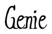 The image contains the word 'Genie' written in a cursive, stylized font.