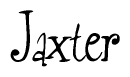 The image contains the word 'Jaxter' written in a cursive, stylized font.