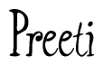 The image contains the word 'Preeti' written in a cursive, stylized font.