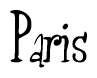 The image is of the word Paris stylized in a cursive script.