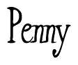 The image contains the word 'Penny' written in a cursive, stylized font.