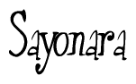 The image is of the word Sayonara stylized in a cursive script.