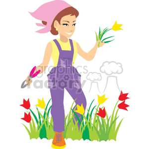 lady  planting a flower