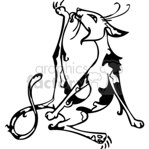 This clipart image depicts a stylized black and white illustration of a cat in a playful pose, with its paw reaching up as if it is playing with something out of our view. The cat is clearly delineated with bold lines, giving it a cartoonish yet dynamic appearance suitable for vinyl-ready signage and various pet-themed materials.