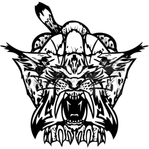 This clipart image showcases a stylized depiction of a tiger's face, with emphasis on its fierce expression. The design is bold and has strong lines, making it suitable for vinyl cutting, such as for signage, t-shirt design, or even as a tattoo template. The tiger is shown with prominent claws, adding to the predator theme.