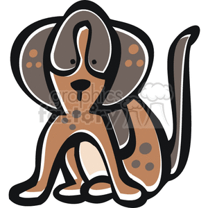 This clipart image features a stylized, cartoon-like depiction of a brown and spotted dog. The dog has large, floppy ears, round eyes, and a prominent snout. It appears to be a simplified and cute representation, common for clipart used in various media such as children's materials, casual advertisements, and web graphics.