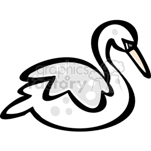 The clipart image depicts a stylized drawing of a swan with a long neck, large body, white feathers, and an orange beak with a black tip.