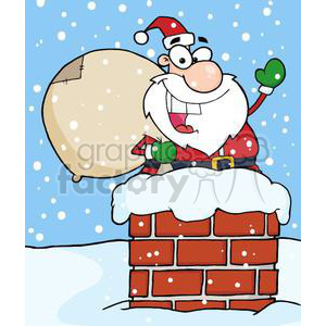 Santa Claus going down chimney