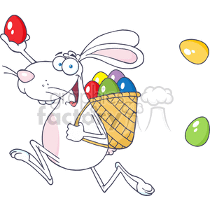 white bunny rabbit delivering eggs