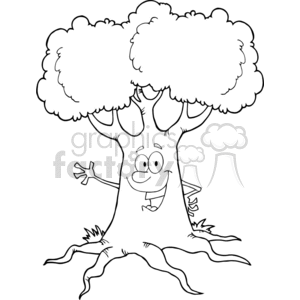 4273-Happy-Cartoon-Tree-Waving-A-Greeting