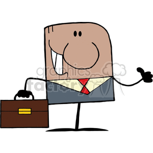 Cartoon Doodle Businessman Holding a Thumb Up