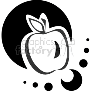 Black and white outline of an apple