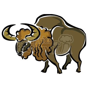 The clipart image features a stylized illustration of a bison. The bison is depicted with prominent horns, a shaggy mane, and is illustrated in a way that suggests strength and movement.