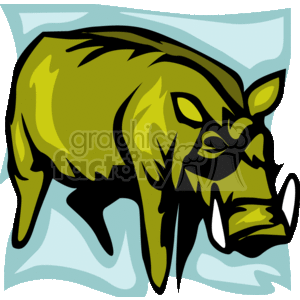 This is a stylized clipart image of a warthog. It shows the animal with prominent tusks, which are characteristic of the species. The warthog is colored in shades of green, and the image has a graphic, simplified look typical of clipart designs.
