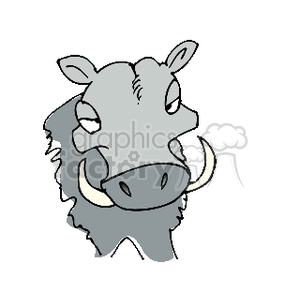 The image is a simple, stylized illustration of a warthog. It features the head of a warthog with large tusks, prominent ears, and a typical warthog facial expression.