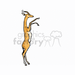 The image depicts a clipart of an antelope-like creature, most likely an Addax, which is notable for its long, twisted horns. It is standing upright on its hind legs in a stylized pose.