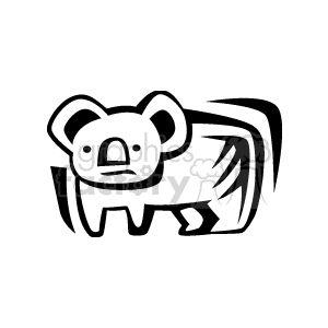 The image is a simple black and white line art illustration of a koala.