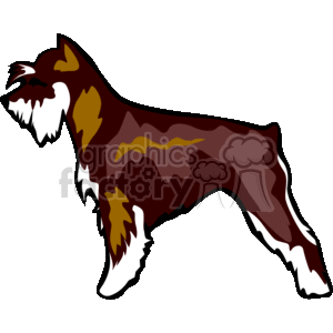 The image is a clipart illustration of a dog. It displays a side profile of the canine with a stylized coloring in shades of brown, yellow, and white. The dog is portrayed in an active or dynamic pose, as if it could be in motion or standing alertly.