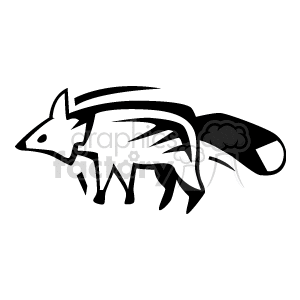 The clipart image depicts a stylized, black and white illustration of a fox. The fox is designed with simple, bold lines, giving it a modern and graphic look.