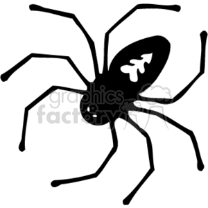 The image is a simple black and white clipart of a spider, specifically styled to resemble a black widow given the presence of a distinctive hourglass-shaped mark on its abdomen. Black widows are well-known spiders characterized by this red or orange mark, and they are part of the genus Latrodectus. 