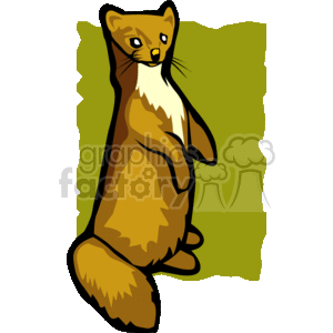 The image is a clipart of a ferret. The ferret is illustrated in a standing position with a yellowish-brown coat and a white chest, displaying the characteristic elongated body and facial features of the species.
