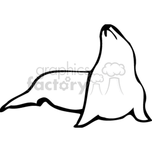 The image is a simple black and white clipart of a seal. The seal appears to be in a resting pose with its body on the ground and its head tilted upward.