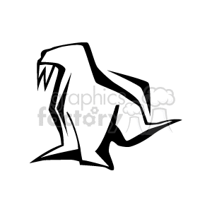 The image is a simple black and white clipart of a walrus. The walrus is shown in a side profile with its tusks prominently displayed.