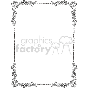 The image is a black and white clipart of a decorative border comprised of gift or present motifs. The gifts are ribboned and vary slightly in shape and size, arranged to form a continuous frame around the entire border of the image. This kind of border is typically used for creating birthday cards, invitations, or decorating birthday-themed pages.