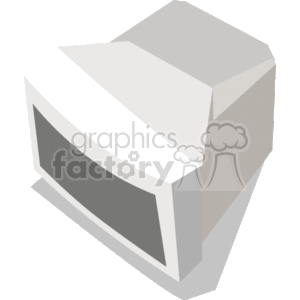 The clipart image depicts a stylized representation of a CRT (Cathode Ray Tube) computer monitor. It has a simplistic and geometric design, with a grey and white color scheme and an unadorned screen, characteristic of older style computer monitors before the widespread adoption of flat-panel displays.