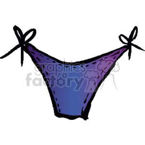 This clipart image depicts a bikini bottom. It's a simple illustration with ties on each side, indicating a design that can be adjusted for fit. The color appears to be purple with dotted details, suggesting texture or pattern.