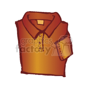 This clipart image features a folded short-sleeve polo shirt. The shirt appears to have a collar, a placket with buttons, and a ribbed sleeve cuff. It has an ombre coloring, starting from a dark shade at the top and getting lighter towards the bottom.