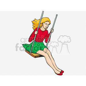 Cartoon girl swinging 