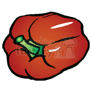 The clipart image shows a red bell pepper, which is a type of vegetable commonly used in cooking for its mild, sweet flavor and crisp texture. It is a healthy food choice, often included in salads, stir-fries, and as a raw snack.