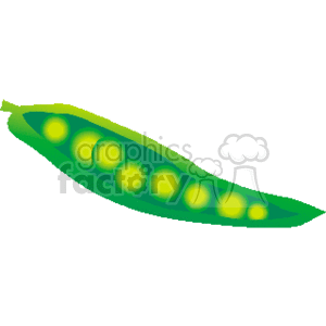 The image contains a graphical representation of a green pea pod with individual peas visible inside. This is a simple, stylized illustration of the vegetable, likely intended for use in educational materials or as a design element in food-related content.