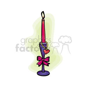 Single Candle Stick With a Heart Decoration Hanging on It