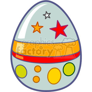 Decorated Easter Egg with Stars and Circles