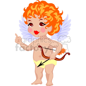 A Little Orange Haired Angel with Wings Holding a Bow and Arrow 
