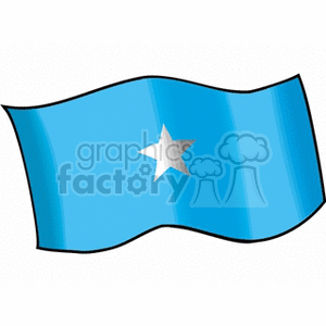 The image depicts a stylized representation of the flag of Somalia. The flag features a light blue field with a white five-pointed star in the center.
