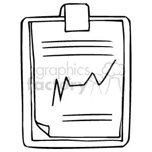 The clipart image shows a medical chart or clipboard with sheets of paper attached to it. One of the sheets prominently features a line graph or heart rate monitor reading. There are no tablets visible in the image.