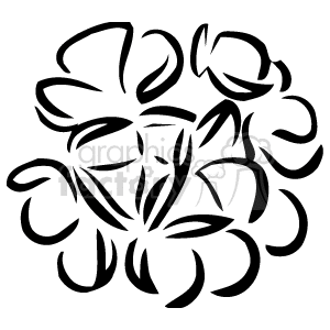 The image appears to be a simple black and white line drawing of a floral arrangement, consisting of several blooms with petals and leaves. It's a stylized representation that could be used for various design purposes.